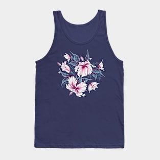 Hibiscus Butterflies - Light Blue Pink Tank Top